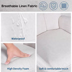 Chaise de salle à manger capitonnée à dossier haut, 1 place, similicuir et lin, plusieurs couleurs