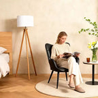 Chaise de salle à manger capitonnée à dossier haut, 1 place, similicuir et lin, plusieurs couleurs