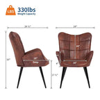 Chaise de salle à manger capitonnée à dossier haut, 1 place, similicuir et lin, plusieurs couleurs