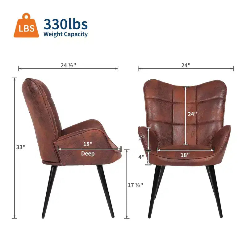 Chaise de salle à manger capitonnée à dossier haut, 1 place, similicuir et lin, plusieurs couleurs