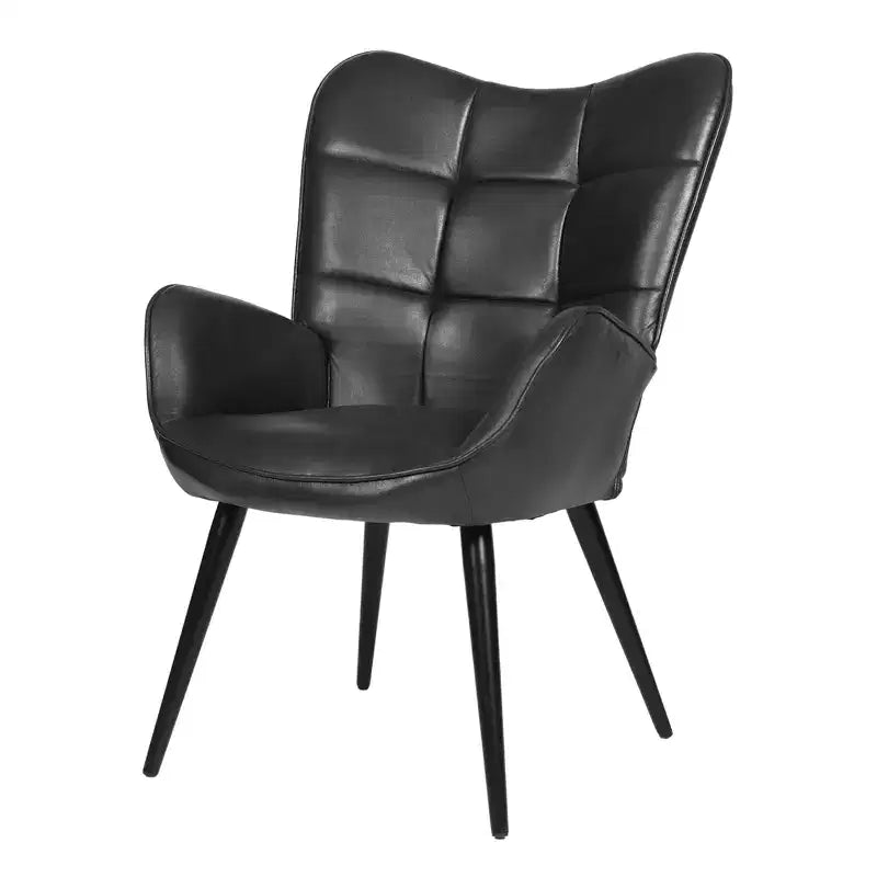 1PC Upholstered Dining Chair, Linen Kitchen Chair with Wood Legs, High Back Accent Chair for Kitchen, Living Room, Restaurant, Cafe, Only Chair