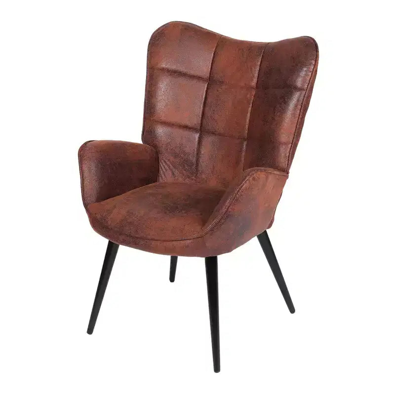 Chaise de salle à manger capitonnée à dossier haut, 1 place, similicuir et lin, plusieurs couleurs