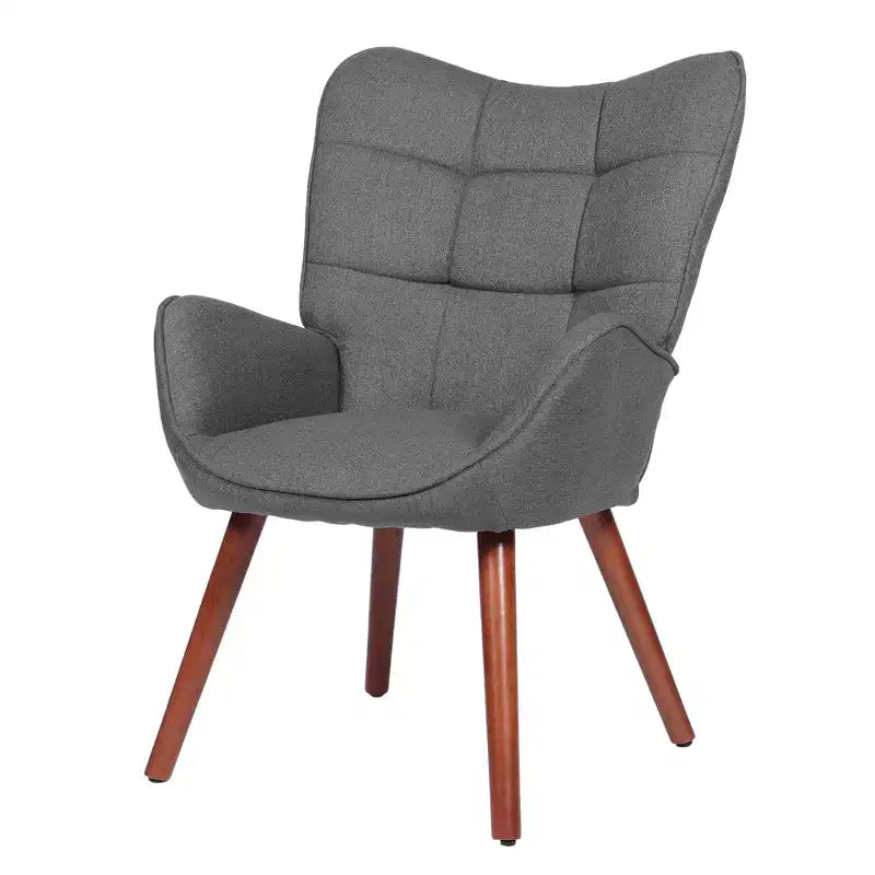 Chaise de salle à manger capitonnée à dossier haut, 1 place, similicuir et lin, plusieurs couleurs