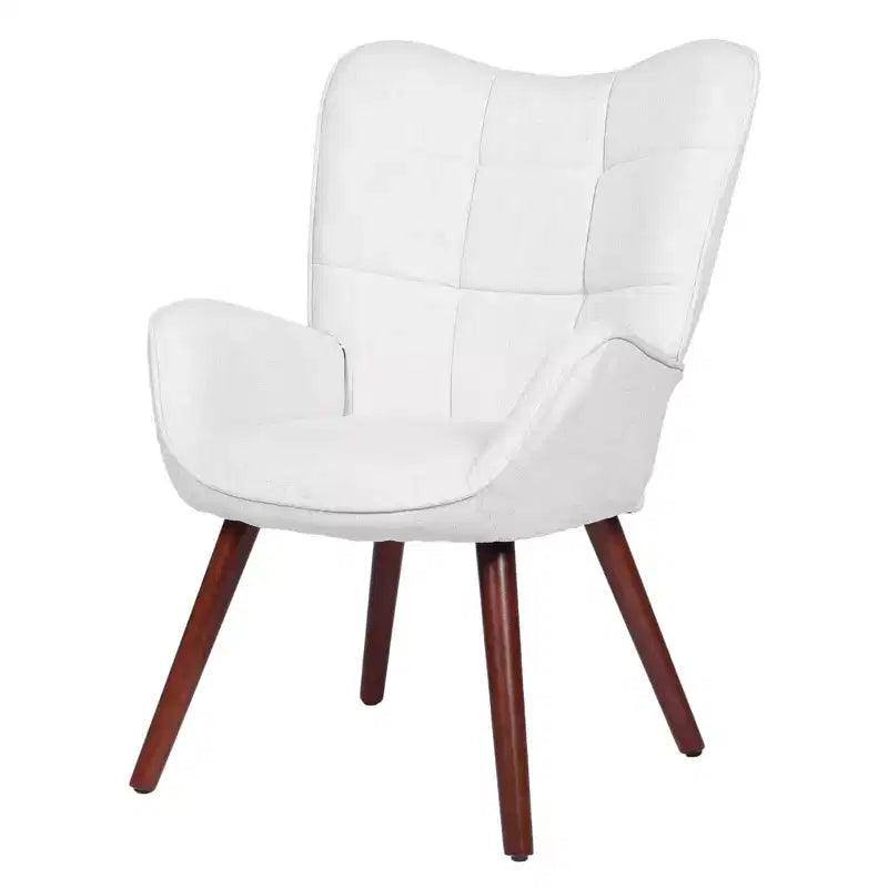 Chaise de salle à manger capitonnée à dossier haut, 1 place, similicuir et lin, plusieurs couleurs