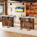 Table de bar de 160 cm avec étagères à 2 niveaux, Gris/Blanc et Noir/Noyer, Peut accueillir jusqu'à 8 personnes