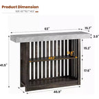 Table de bar de 160 cm avec étagères à 2 niveaux, Gris/Blanc et Noir/Noyer, Peut accueillir jusqu'à 8 personnes