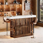 Table de bar de 160 cm avec étagères à 2 niveaux, Gris/Blanc et Noir/Noyer, Peut accueillir jusqu'à 8 personnes