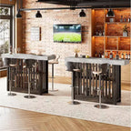 Table de bar de 160 cm avec étagères à 2 niveaux, Gris/Blanc et Noir/Noyer, Peut accueillir jusqu'à 8 personnes