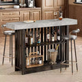 63 Long Bar Table,Counter Bar Height Pub Table with 2 Tier Storage Shelves, Modern Coffee Breakfast Bar Unit for Dining Room, Bistro, Living Room