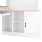 Bureau d'angle en L bleu et blanc avec tiroirs et étagère – 1 personne