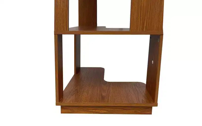 Étagère d'angle en forme de L à 6 niveaux – Marron foncé / Chêne foncé / Rouge foncé / Gris clair / Chêne clair