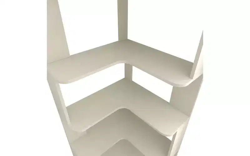 Étagère d'angle en forme de L à 6 niveaux – Marron foncé / Chêne foncé / Rouge foncé / Gris clair / Chêne clair