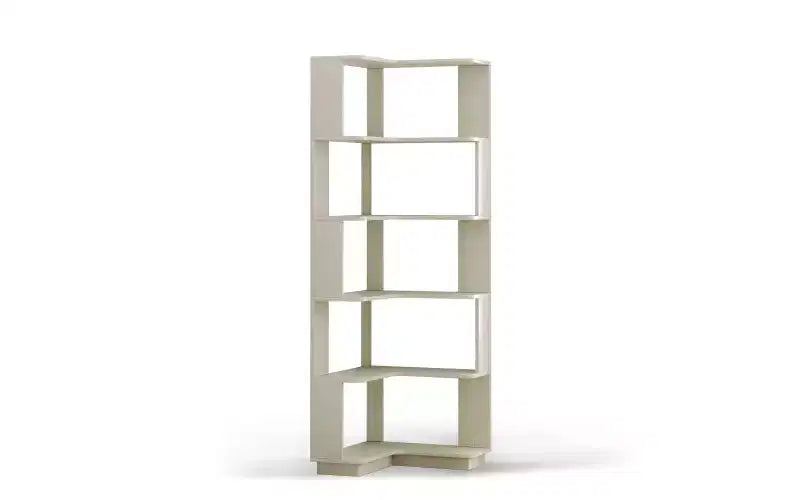 Étagère d'angle en forme de L à 6 niveaux – Marron foncé / Chêne foncé / Rouge foncé / Gris clair / Chêne clair
