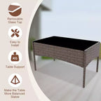 Ensemble de mobilier de jardin 4 pièces COZONY, comprenant une causeuse de bistrot en osier, 2 chaises et une table basse, pour balcon et appartement