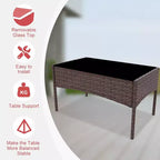Ensemble de mobilier de jardin 4 pièces COZONY, comprenant une causeuse de bistrot en osier, 2 chaises et une table basse, pour balcon et appartement