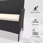 Ensemble de mobilier de jardin 4 pièces COZONY, comprenant une causeuse de bistrot en osier, 2 chaises et une table basse, pour balcon et appartement