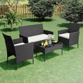 COZONY 4 Piece Outdoor Patio Set, Wicker Bistro Loveseat 2 Chairs Coffee Table for Balcony Apartment