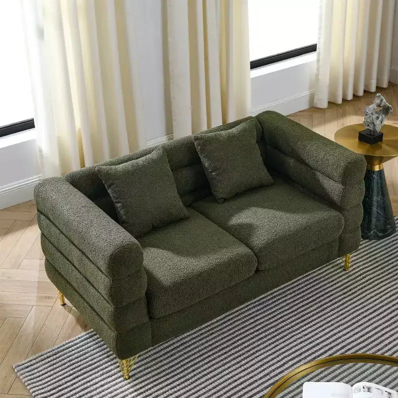 Canapé causeuse moderne 60" Teddy Deep Seat avec pieds en métal doré, grand canapé 2 places pour petit salon ou appartement-Panipeachy