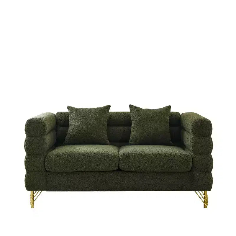 Canapé causeuse moderne 60" Teddy Deep Seat avec pieds en métal doré, grand canapé 2 places pour petit salon ou appartement-Panipeachy