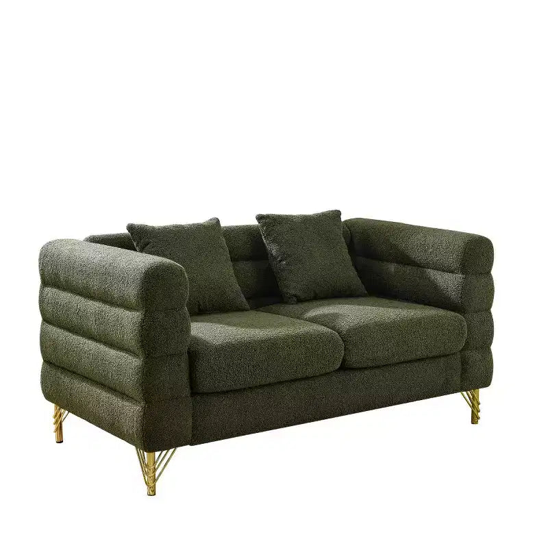 Canapé causeuse moderne 60" Teddy Deep Seat avec pieds en métal doré, grand canapé 2 places pour petit salon ou appartement-Panipeachy