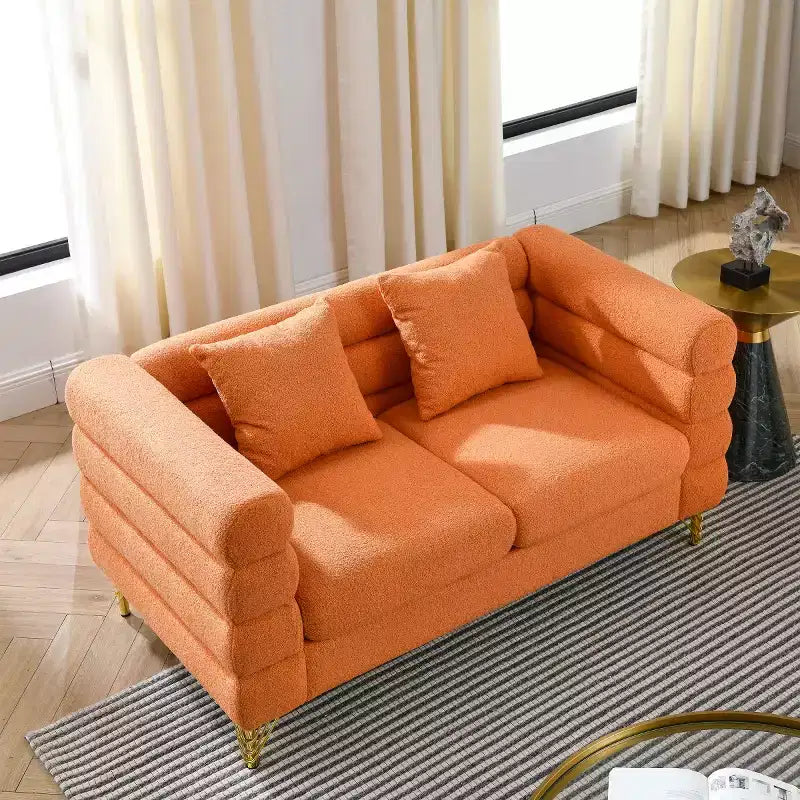 Canapé causeuse moderne 60" Teddy Deep Seat avec pieds en métal doré, grand canapé 2 places pour petit salon ou appartement-Panipeachy