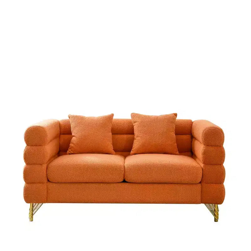 Canapé causeuse moderne 60" Teddy Deep Seat avec pieds en métal doré, grand canapé 2 places pour petit salon ou appartement-Panipeachy