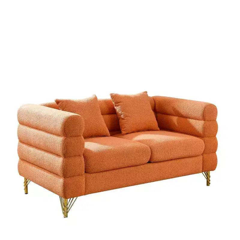 Canapé causeuse moderne 60" Teddy Deep Seat avec pieds en métal doré, grand canapé 2 places pour petit salon ou appartement-Panipeachy