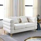 Canapé causeuse moderne 60" Teddy Deep Seat avec pieds en métal doré, grand canapé 2 places pour petit salon ou appartement-Panipeachy