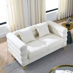 Canapé causeuse moderne 60" Teddy Deep Seat avec pieds en métal doré, grand canapé 2 places pour petit salon ou appartement-Panipeachy