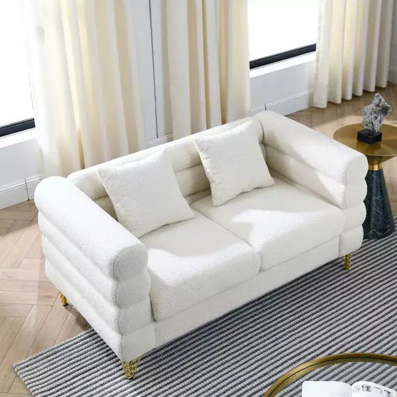 Canapé causeuse moderne 60" Teddy Deep Seat avec pieds en métal doré, grand canapé 2 places pour petit salon ou appartement-Panipeachy