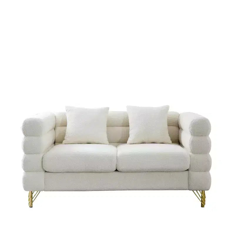 Canapé causeuse moderne 60" Teddy Deep Seat avec pieds en métal doré, grand canapé 2 places pour petit salon ou appartement-Panipeachy