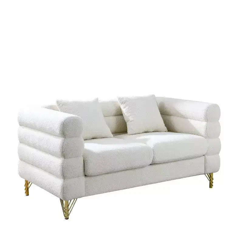 Canapé causeuse moderne 60" Teddy Deep Seat avec pieds en métal doré, grand canapé 2 places pour petit salon ou appartement-Panipeachy