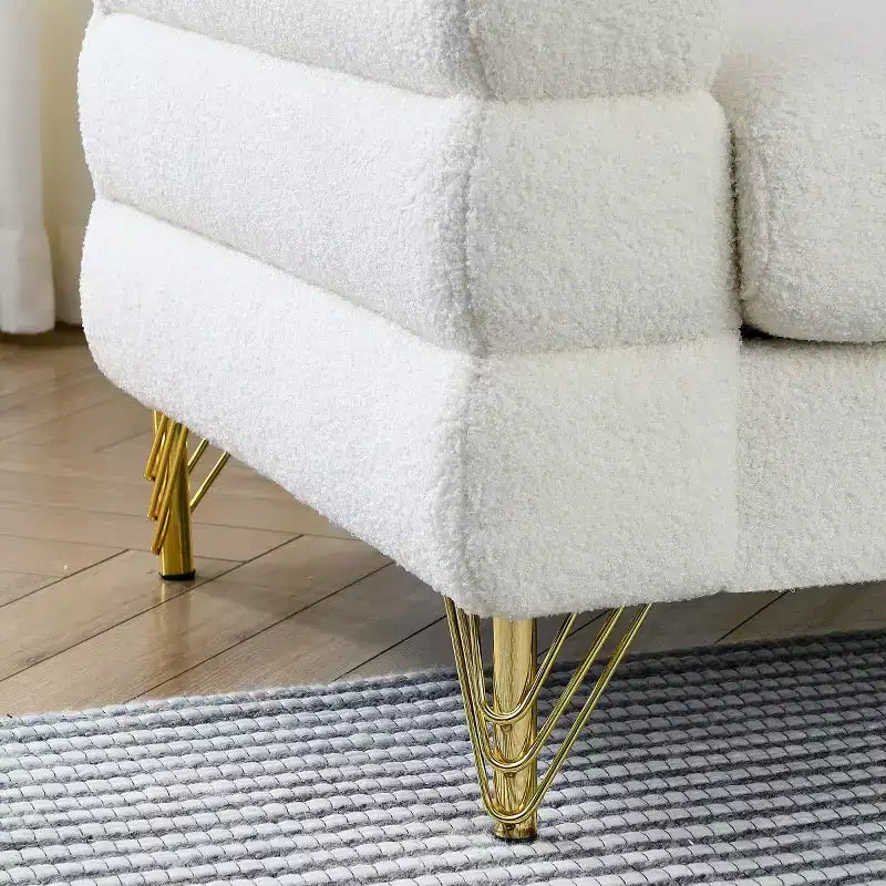 Canapé causeuse moderne 60" Teddy Deep Seat avec pieds en métal doré, grand canapé 2 places pour petit salon ou appartement-Panipeachy