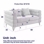 Canapé causeuse moderne 60" Teddy Deep Seat avec pieds en métal doré, grand canapé 2 places pour petit salon ou appartement-Panipeachy