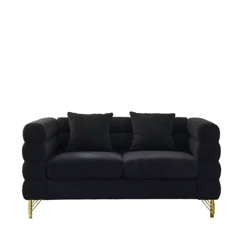 Canapé causeuse moderne 60" Teddy Deep Seat avec pieds en métal doré, grand canapé 2 places pour petit salon ou appartement-Panipeachy