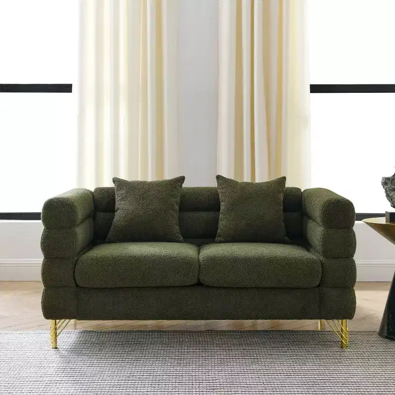 Canapé causeuse moderne 60" Teddy Deep Seat avec pieds en métal doré, grand canapé 2 places pour petit salon ou appartement-Panipeachy