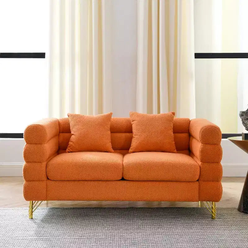 Canapé causeuse moderne 60" Teddy Deep Seat avec pieds en métal doré, grand canapé 2 places pour petit salon ou appartement-Panipeachy