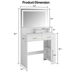Coiffeuse rectangulaire blanche avec miroir LED – 1 personne