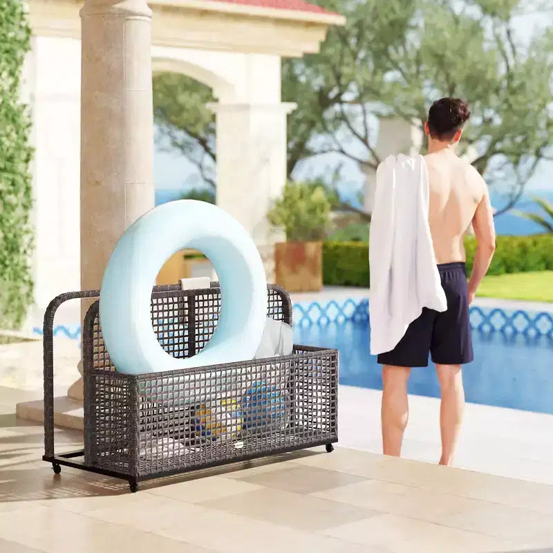 Rangement pour flotteurs de piscine, Desserte de piscine, avec roulettes, 43.25 L x 22.5 l x 28 H
