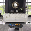 Modern 3-Seater Chesterfield Sofa with Scroll Arms and Chrome Legs, Velvet Accent Sofa for Living Room, Lounge or Apartment - Panipeachy
