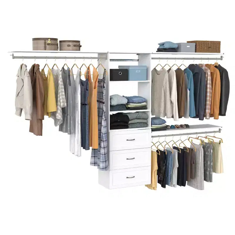 Organisateur de placard modulaire blanc – 3 tiroirs et 3 étagères, 1 personne
