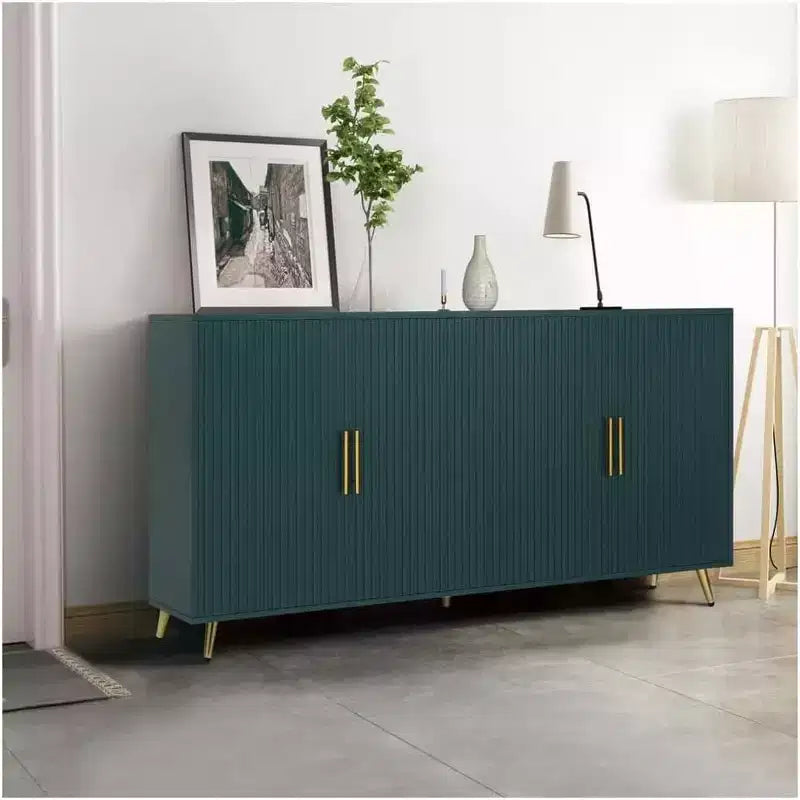 Modern Storage Cabinet, 4-Door Sideboard Buffet, Console Table with Iron Legs & Antique Handles, TV Stand for TVs Up to 65 Inches, for Living Room