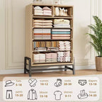 Commode 6 tiroirs autoportante – Noir / Chêne naturel / Chêne naturel + Noir
