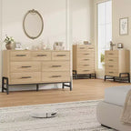 Commode 6 tiroirs autoportante – Noir / Chêne naturel / Chêne naturel + Noir
