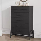 Commode 6 tiroirs autoportante – Noir / Chêne naturel / Chêne naturel + Noir