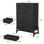Commode 6 tiroirs autoportante – Noir / Chêne naturel / Chêne naturel + Noir