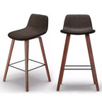 Set of 2 26" Maire Counter Height Barstools Distressed Brown - WyndenHall: Retro Urban, Low-Profile Back, Bentwood Legs