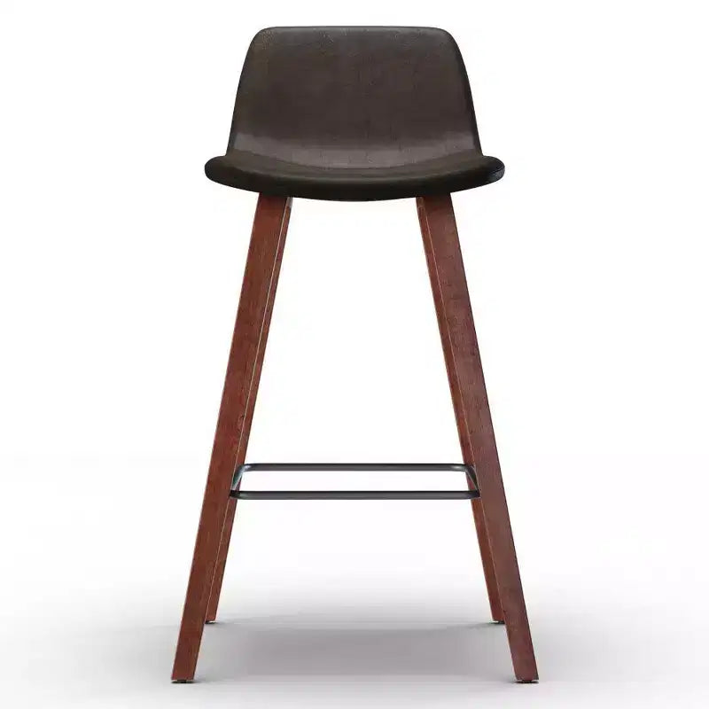 Lot de 2 tabourets de bar 66 cm Maire marron vieilli – WyndenHall : style urbain rétro, dossier bas, pieds en bois courbé