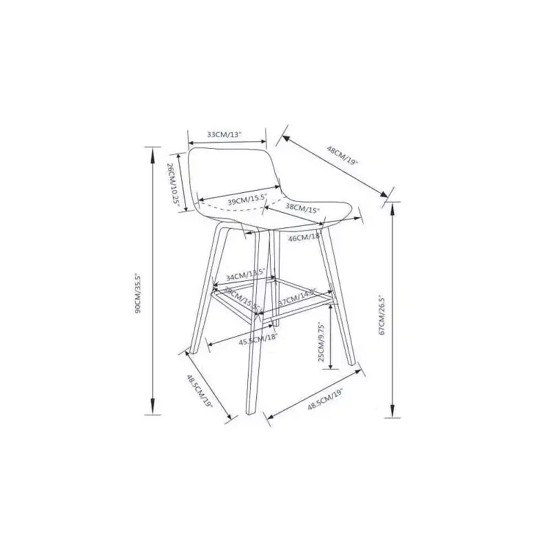 Lot de 2 tabourets de bar 66 cm Maire marron vieilli – WyndenHall : style urbain rétro, dossier bas, pieds en bois courbé