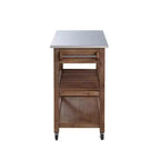 Desserte de cuisine Sonoma avec plateau en acier inoxydable brossé filaire couleur bois de grange marron - Boraam : Mid-Century Modern, 2 tiroirs, 2 étagères